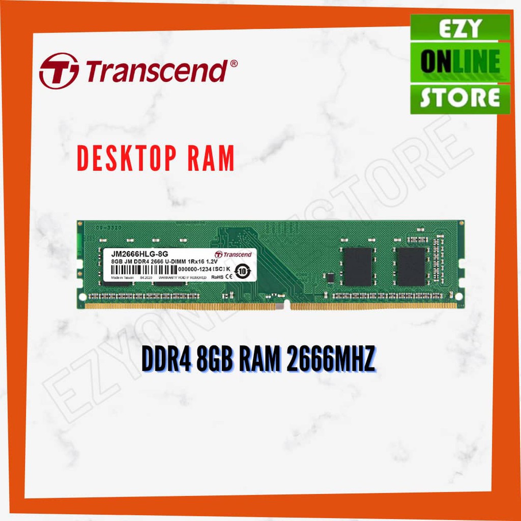 TRANSCEND 8GB DDR4 2666MHz Long-DIMM JET RAM EDITION DESKTOP RAM ...