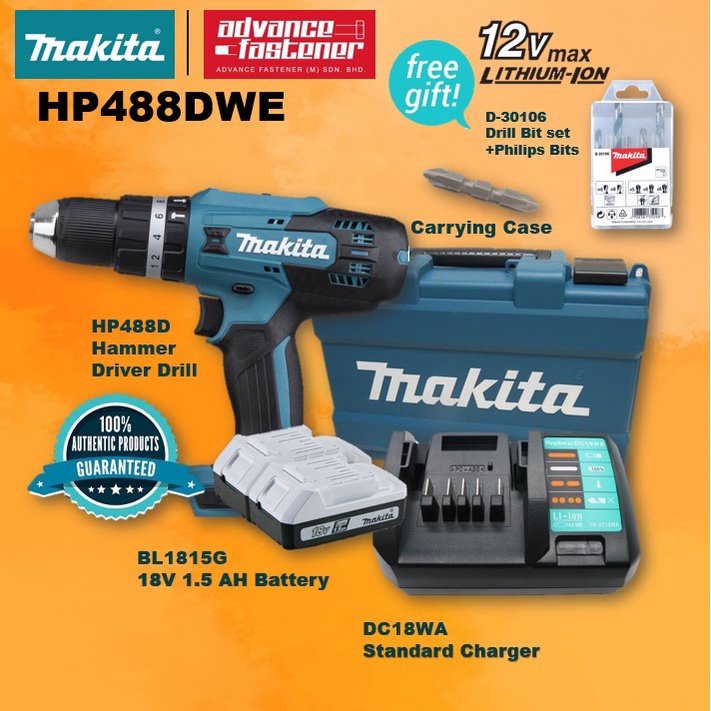 MAKITA HP488DWE 18V (G-Battery) Driver Drill 13MM (1/2") | Shopee Malaysia