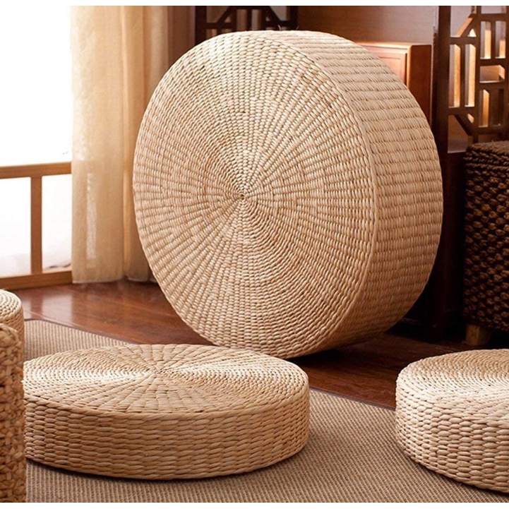 Round straw floor online cushion