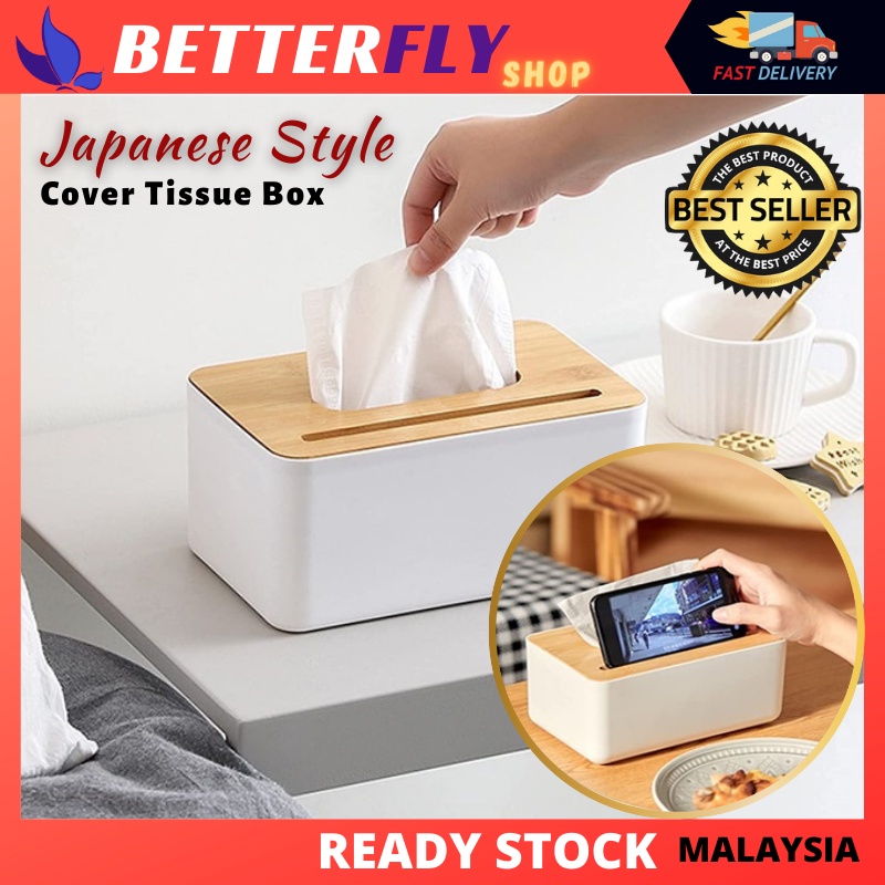 🔥QUALITY🔥 KOTAK TISU | Japanese Style Bamboo Wood Cover Tissue Box ...