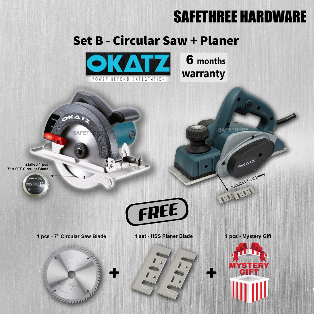 2pcs Combo OKATZ CS7V Circular Saw PL182.60 Wood Planer TN635