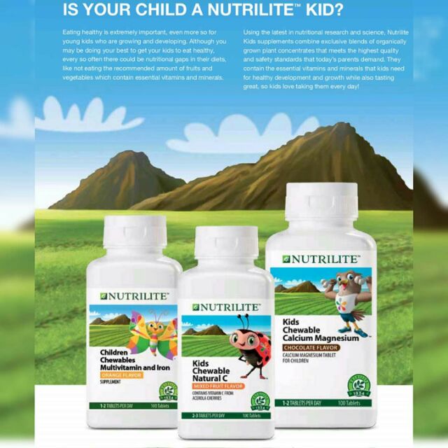 Amway Nutrilite Kids Chewable 10tablet ( Calcium, Multivitamin, Natural