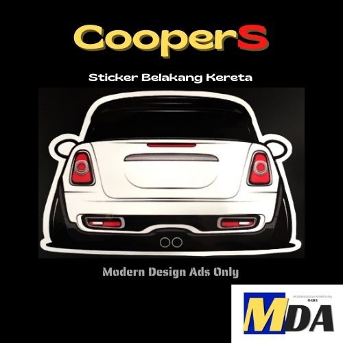 (MINI - CooperS) Sticker of Car Backside, Sticker Belakang MINI CooperS ...