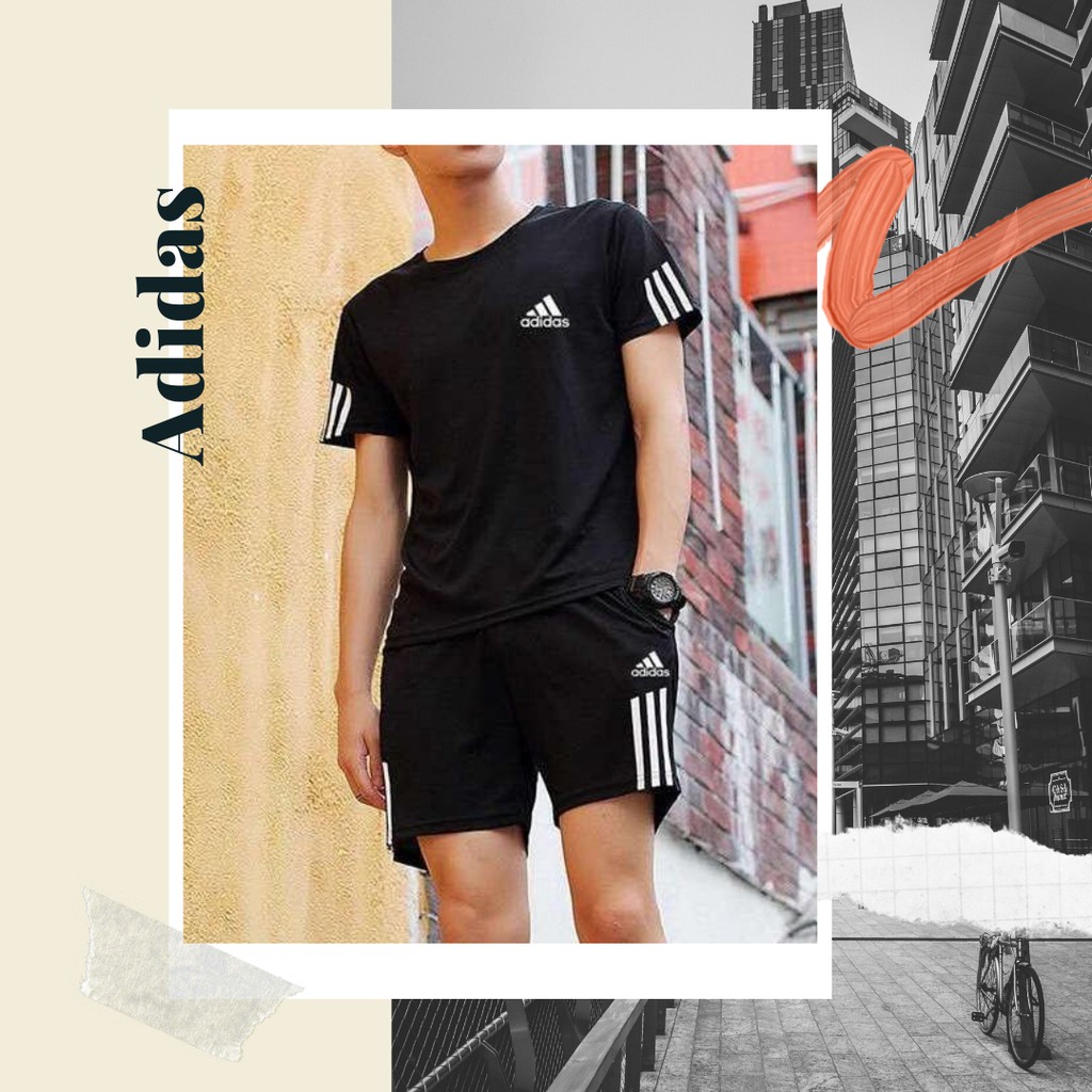 ReadyStock] Adidas clothes+pants sports suit men's casual short sleeve T- shirt short pants