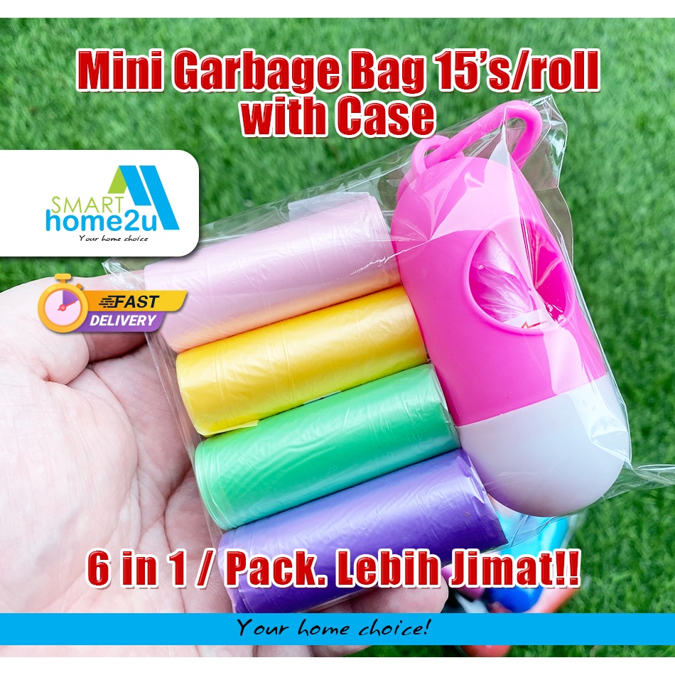 Mini Garbage Bag 15pcs/roll with case - Plastik Sampah Mini - Pets ...