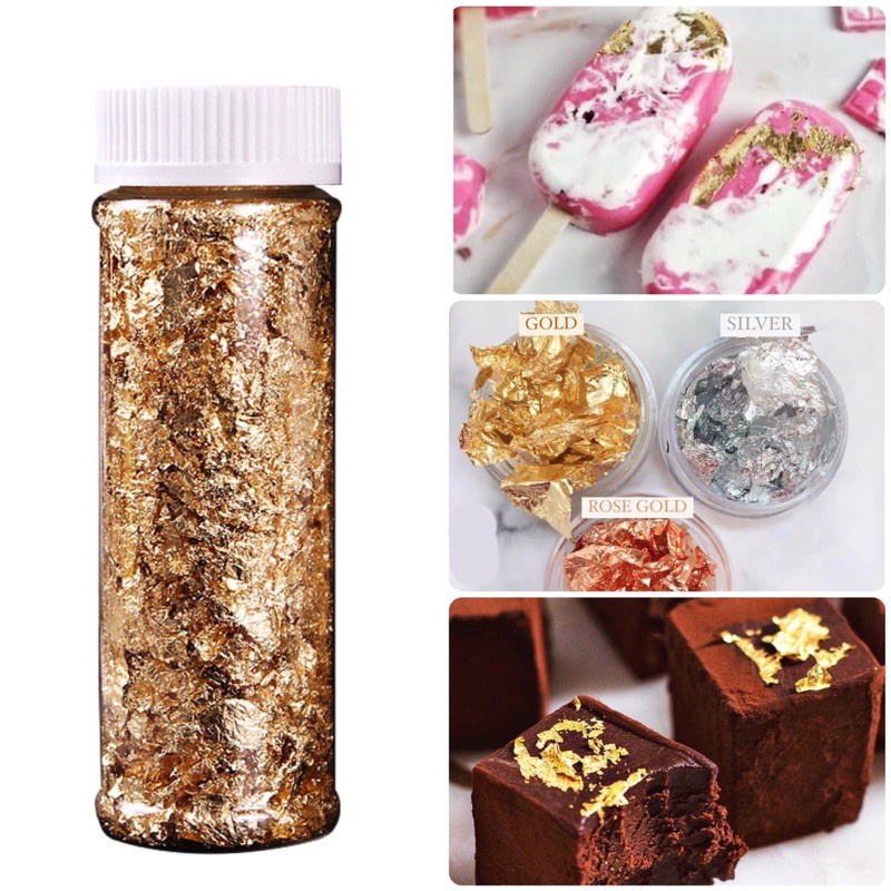 15 Large 3ml Vials.. Full of Gold, Silver & Copper Flakes..Lowest