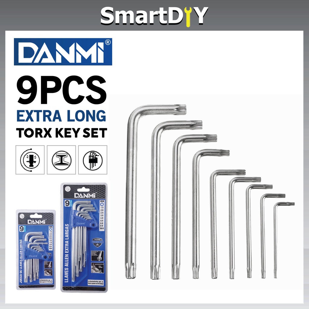 DANMI 9pcs Torx Key Set T10-T50 L Shape Hollow Torx Allen Keys Set ...