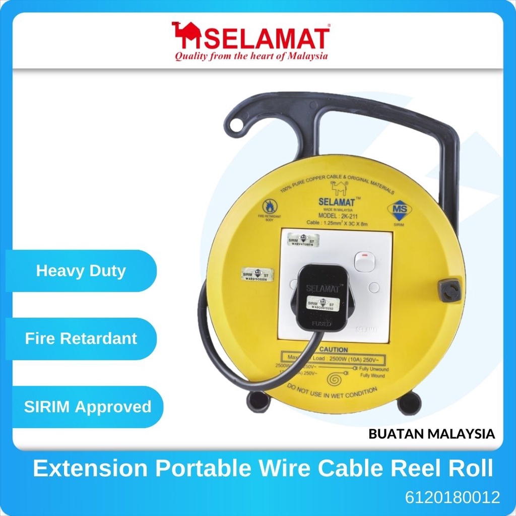 Extension Cable Reel 16A 2 Pin 4 Socket With ELCB Without Cable