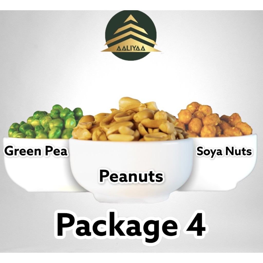Aaliyaa Snacks Value Pack 4 Peanuts , Green Pea , Soya Nuts Shopee