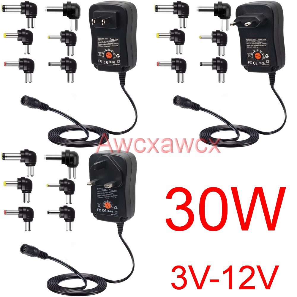 12W AC 100V-240V Adapter DC 3V 4.5V 5V 6V 7.5V 9V 12V 1A Adjustable