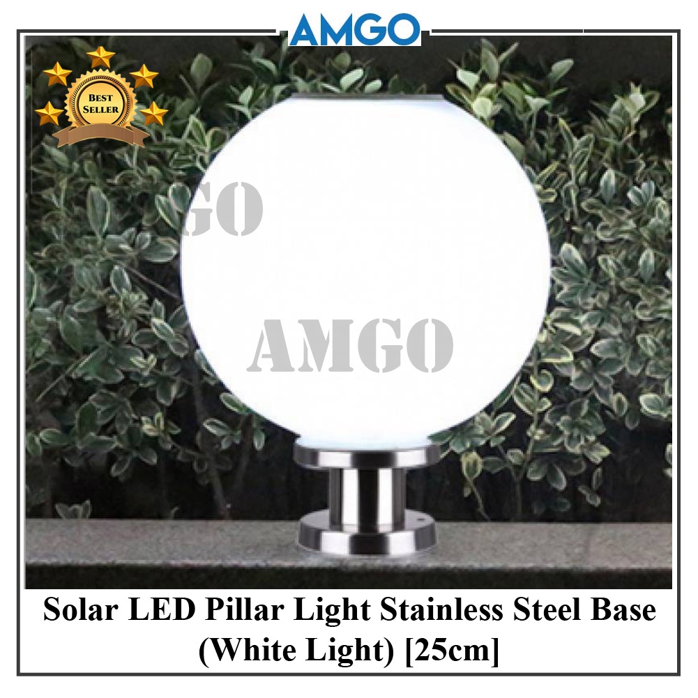 AMGO Solar Lights LED Pillar Lamp Bright Outdoor Landscape Light Gate