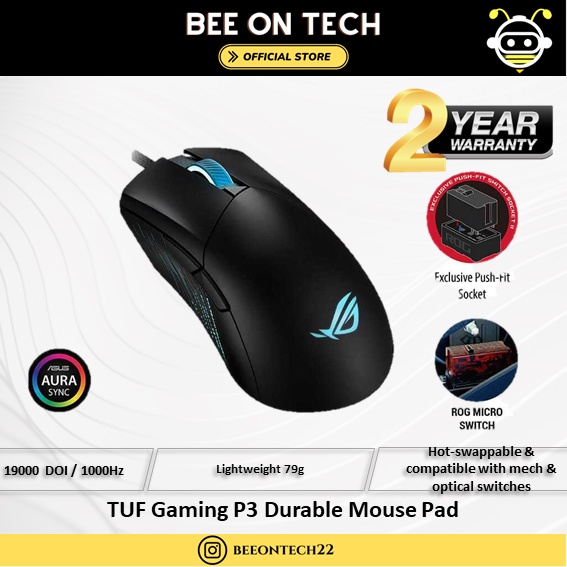 ROG Gladius III Classic asymmetrical gaming mouse with specially tuned