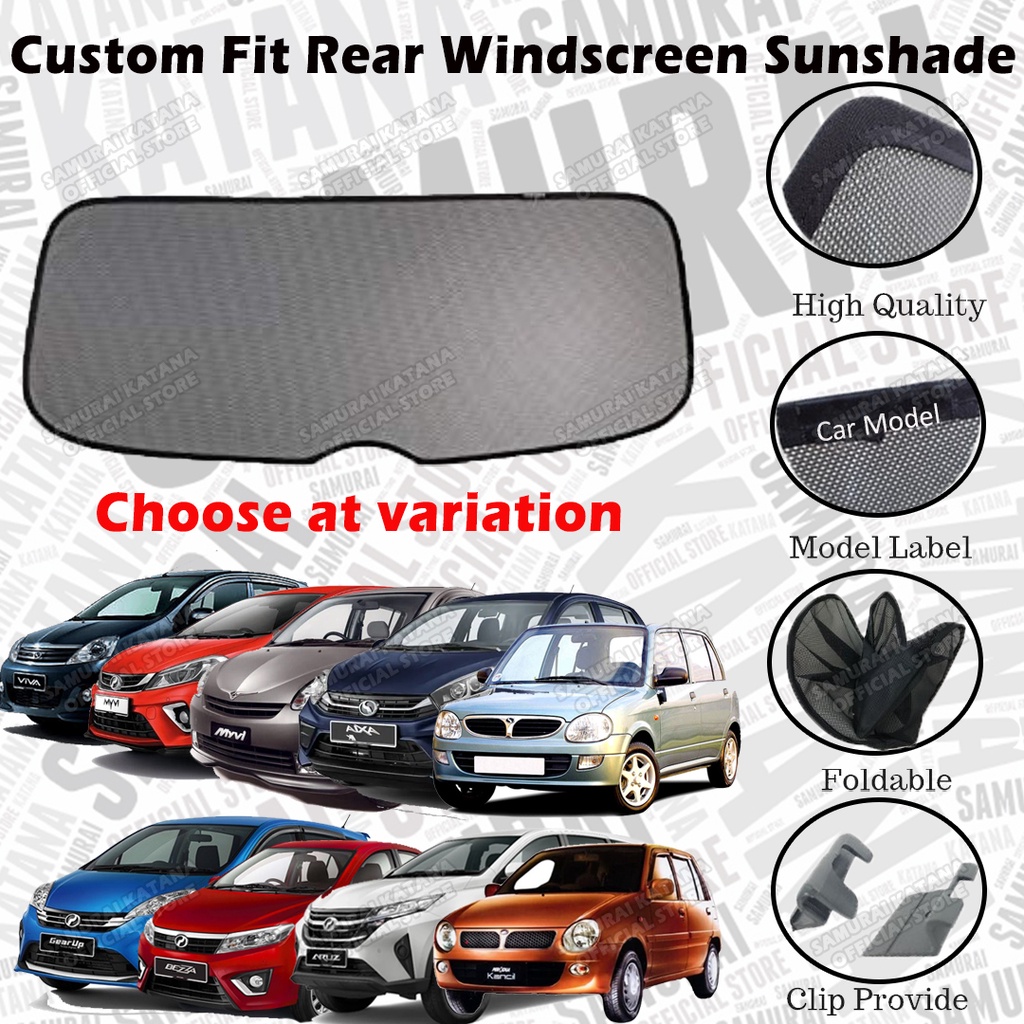 Car Rear Windscreen Sunshade Custom Fit Perodua Myvi Axia Viva Alza ...
