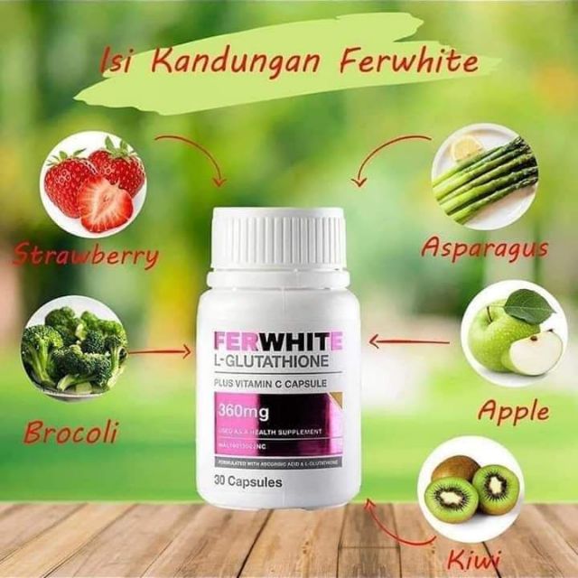 ferwhite l glutathione plus vitamin c Ferwhite capsule 🐾 30biji
