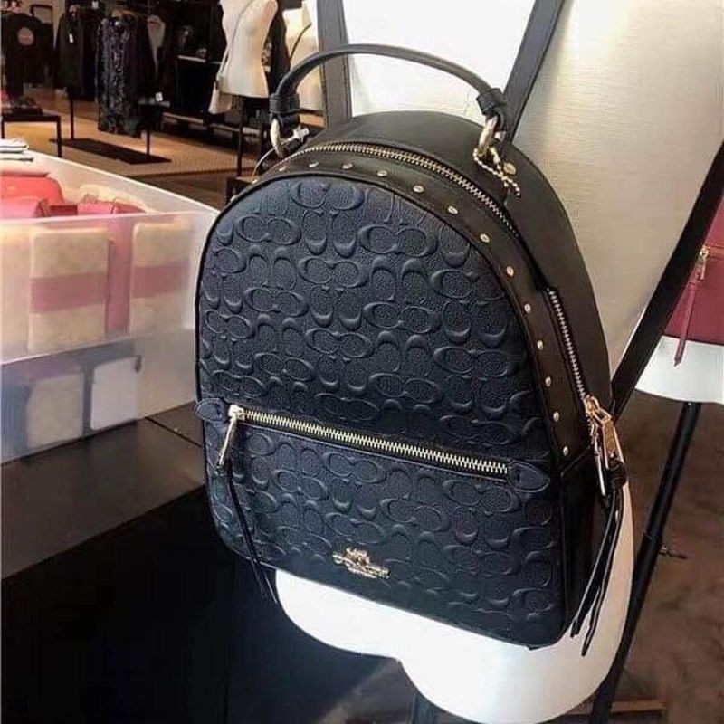 READY STOCK 100 ORIGINAL .Coach Jordyn Backpack in Signature Leather with Rivets F77688 BLACK Shopee Malaysia