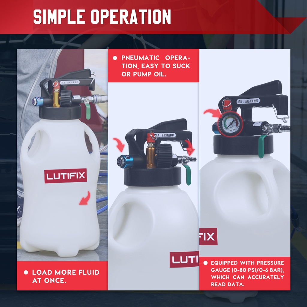 MRCARTOOL LUTIFIX 6L / 8L / 10L Pneumatic ATF Refill Dispenser Auto ...