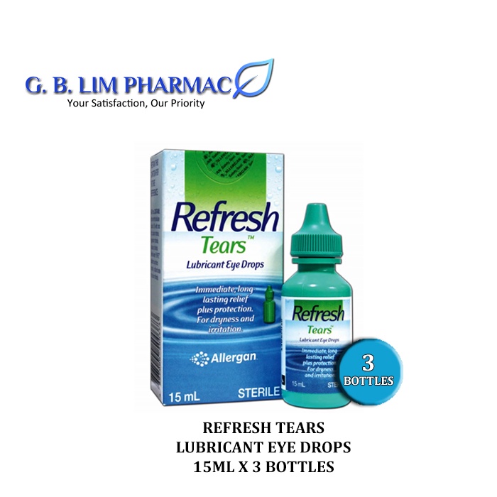 REFRESH TEARS LUBRICANT EYE DROP 15ML 1 BOTTLE / 2 BOTTLES / 3 BOTTLES (EXP 16AUG2025