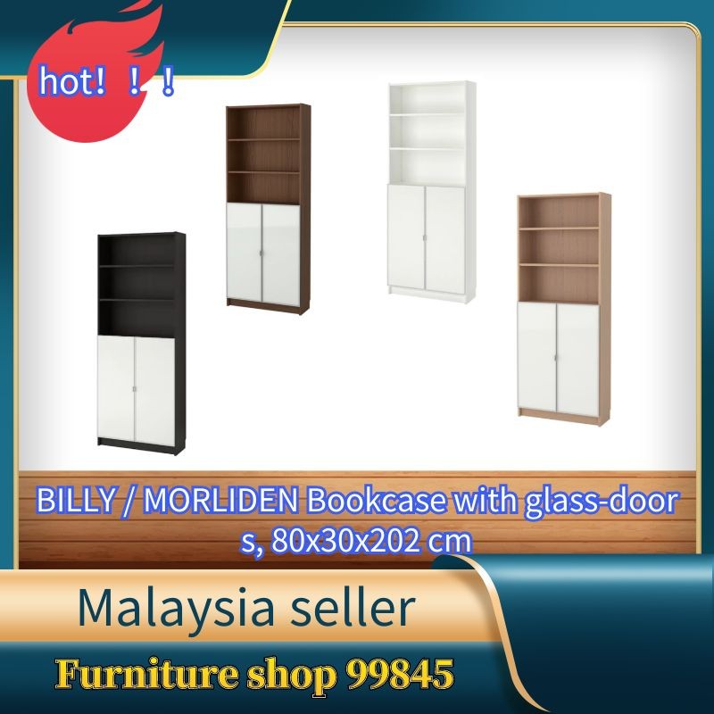 BILLY / MORLIDEN Bookcase with glassdoors, 80x30x202 cm Shopee Malaysia