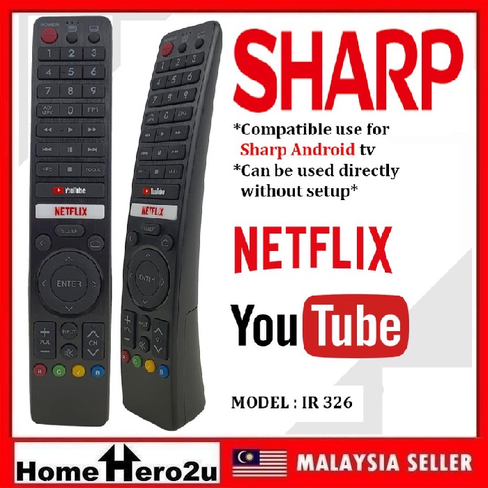 Sharp TV Android Remote Control Replacement - IR-326 - Homehero2u ...