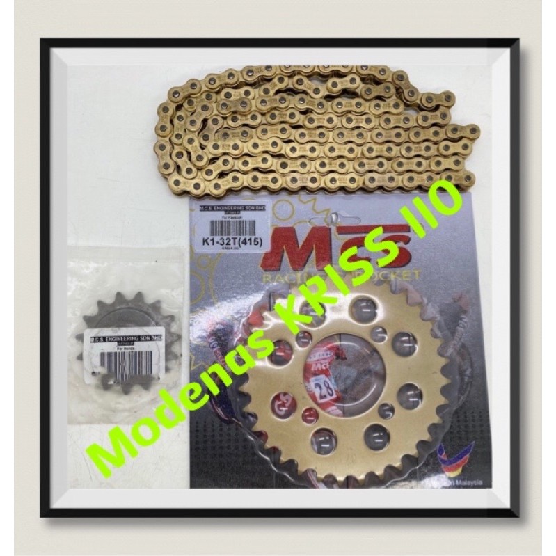 415-K1 28T37t MCS Racing Sprocket Chain Gold Set KRISS1 KRISS110 CT110 ...