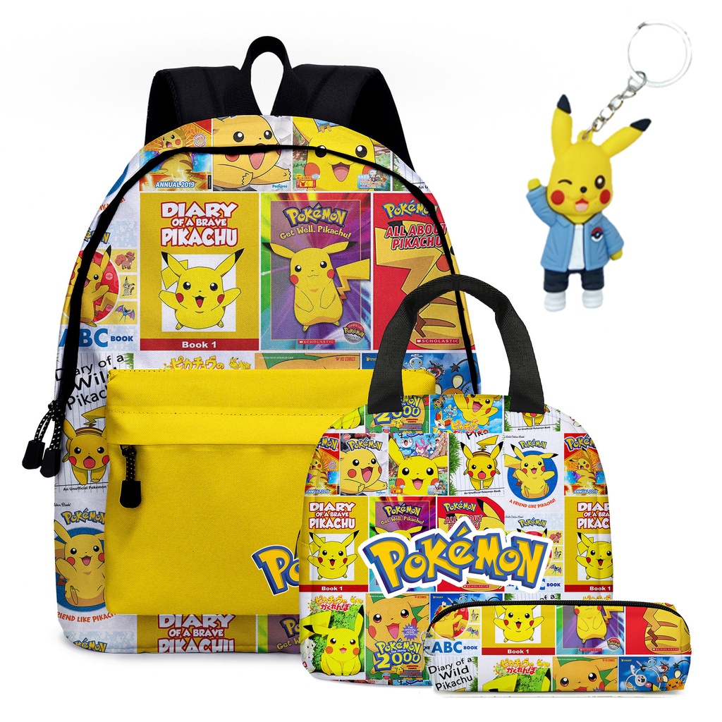 Pokemon Backpack Pikachu Cartoon Anime School Student Children ...