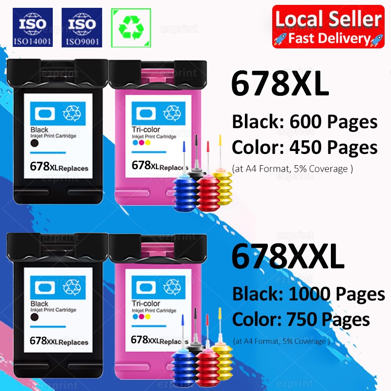 Compatible HP 678XL HP678XXL HP 678 Ink Cartridge HP 678 Refill HP 678 ...