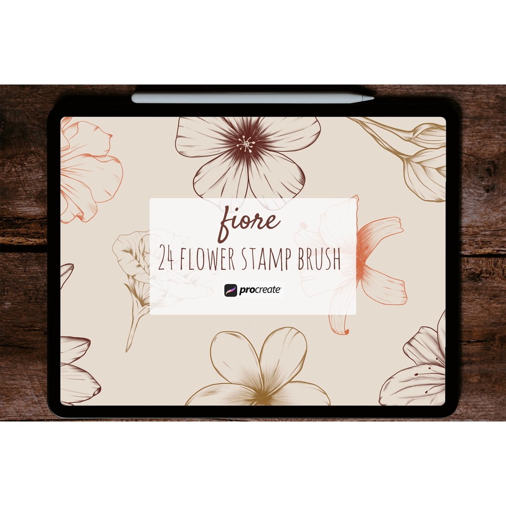 [P146] Procreate Fiore 24 Flower Stamps Brushes | Procreate Brushes ...