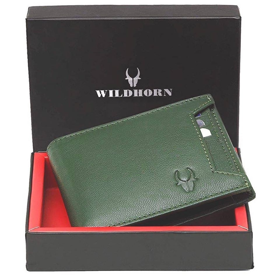 WILDHORN RFID Protected Green Men's Wallet (Genuine Leather) | Shopee ...