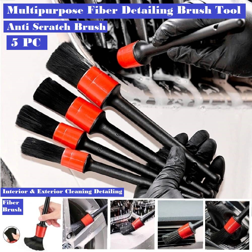 5pcs Car Brush Detailing Cleaner Washer Duster Set Dashboard Gap