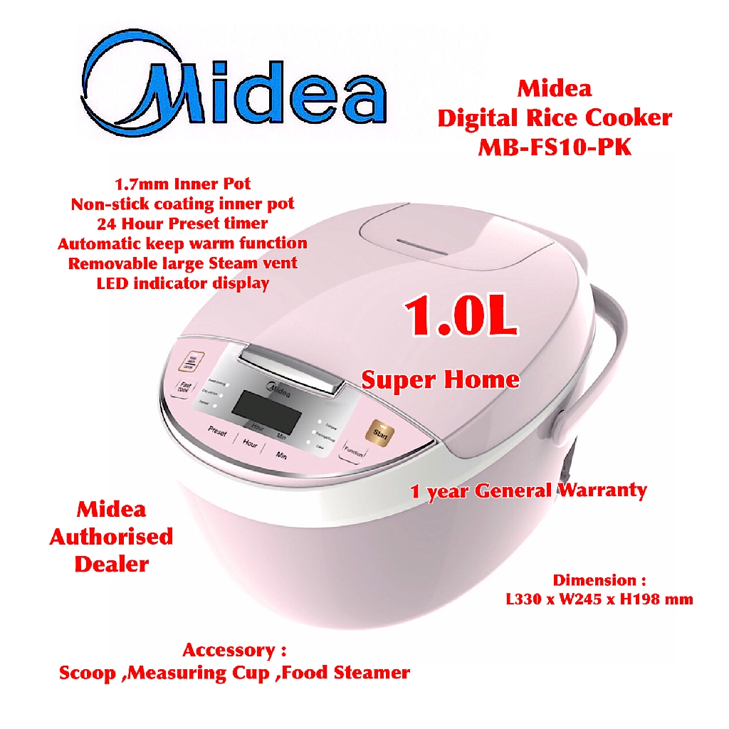 Midea Digital Rice Cooker MBFS10PK (1.0L) Shopee Malaysia