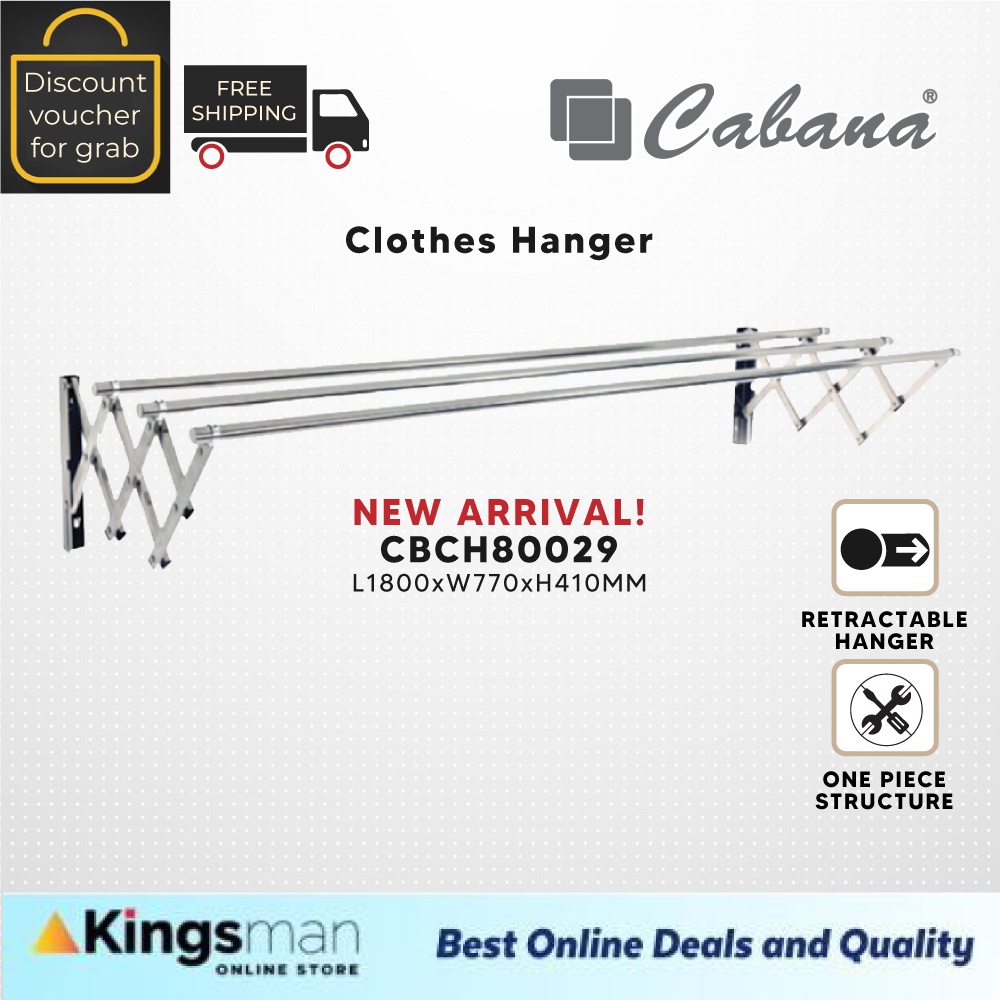 [Kingsman] Cabana 6FT Retractable Cloth Hanger Wall Mounted Stainless ...