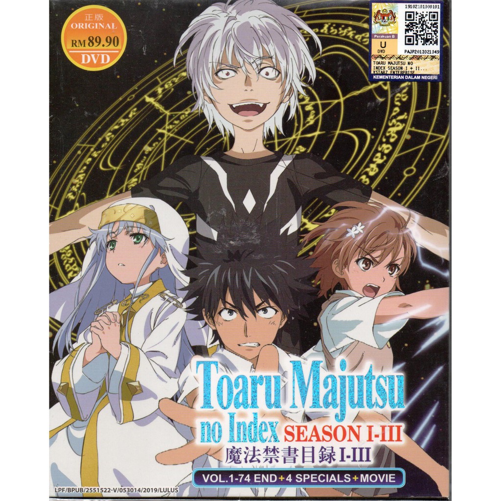 Anime DVD Toaru Majutsu No Index Season 1-3 Vol.1-74 End + 4 Specials +  Movie | Shopee Malaysia