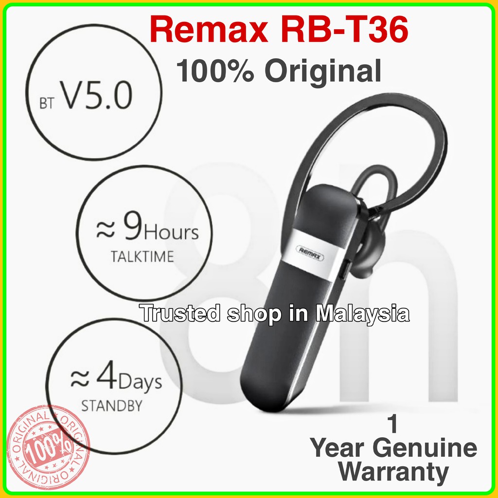Remax Original RB-T36 Bluetooth Wireless Headset Handsfree Ready stock ...