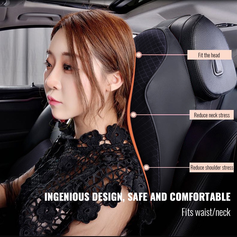 Car Seat Headrest Pad 3d Memory Foam Pillow Head Neck Pain Relief