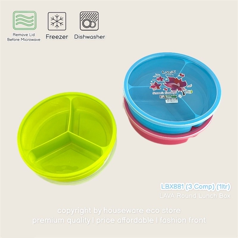 Lava Round Lunch Box Food Storage Container BPA FREE / Bekas Biskut ...