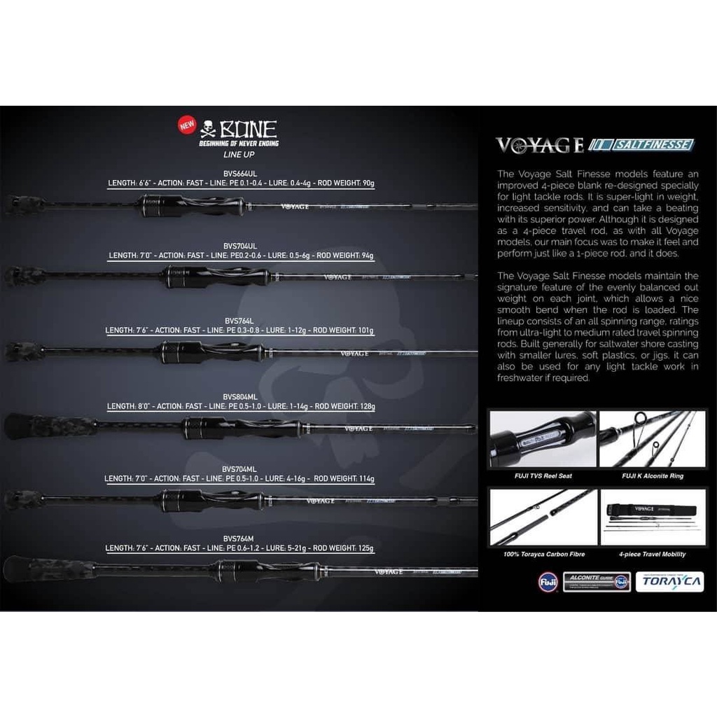 BONE VOYAGE SALT FINESSE 4PCS TRAVEL ROD SPINNING/CASTING | Shopee Malaysia