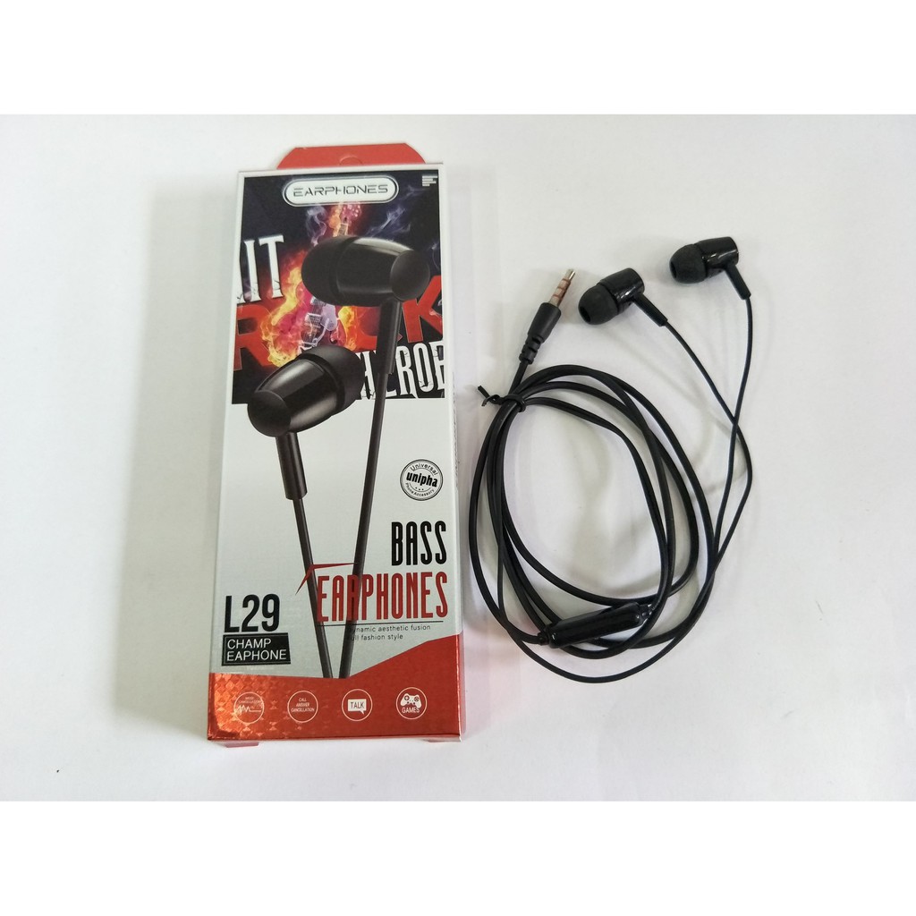 EARPHONE L29 CHAMP/BASS EARPHONES with MICROPHONE Shopee Malaysia