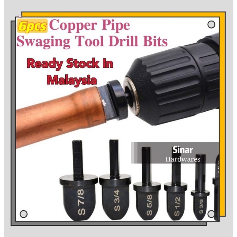 6Pcs Copper Pipe Swagging Flaring Tool Drill Bits Swaging Expander