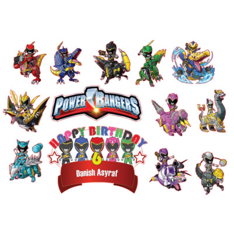 POWER RANGERS CHIBI High Quality Paper Cake Topper Kek Cake Decor ...