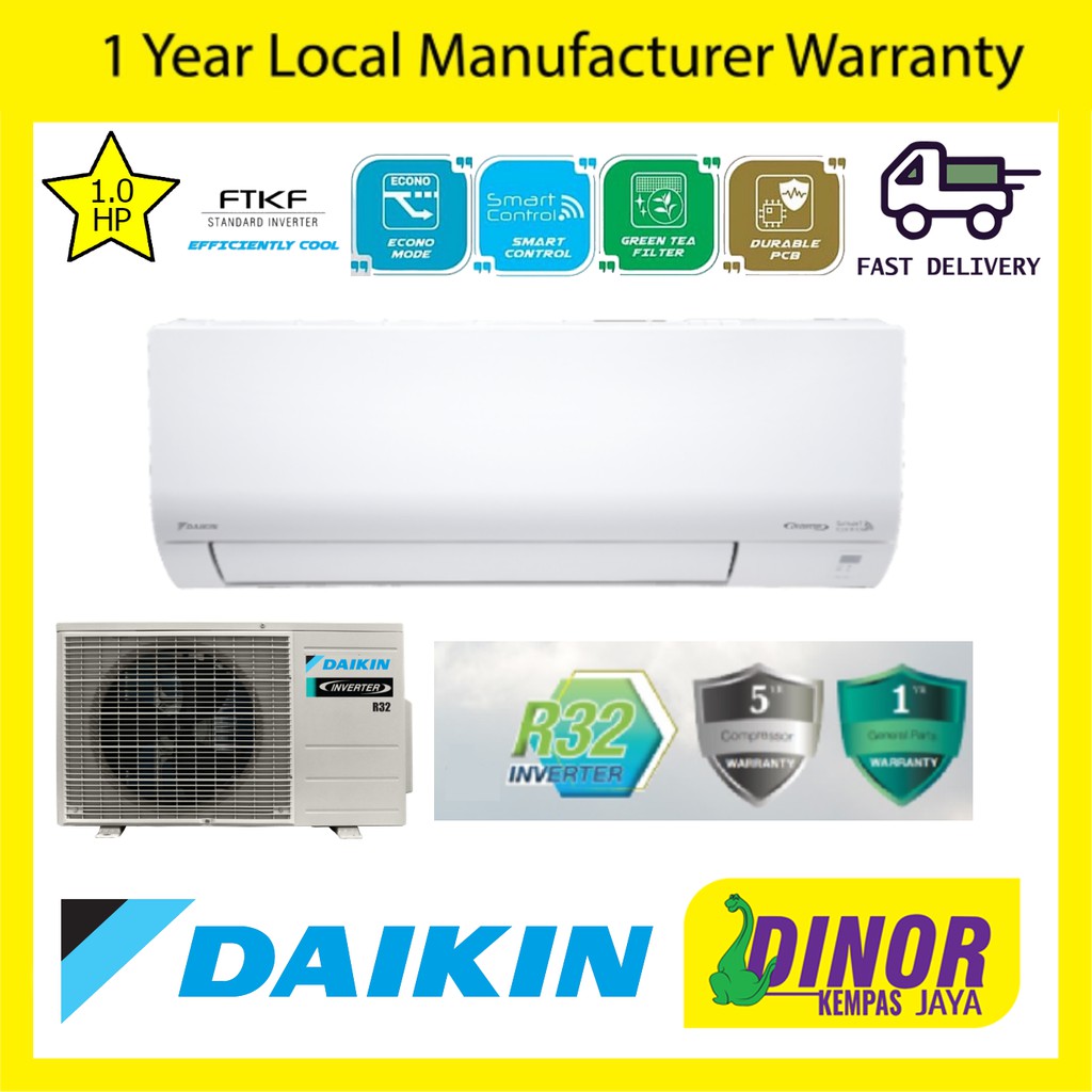 Daikin 1hp R32 Standard Inverter Wall Mounted Ftkf Series Ftkf25b