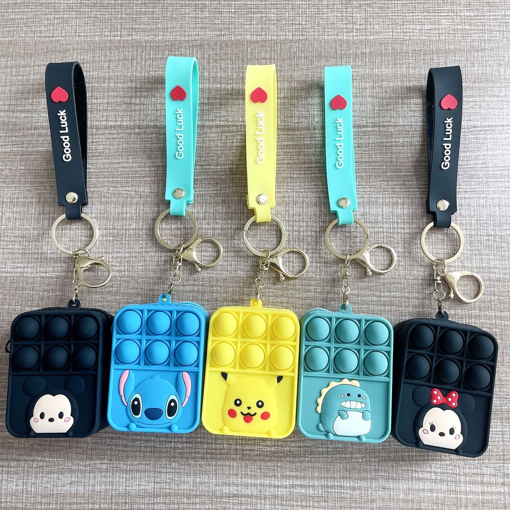Popet Anti Stress Fidget Pencil Case Push Bubble Key Pendant pops Bag ...