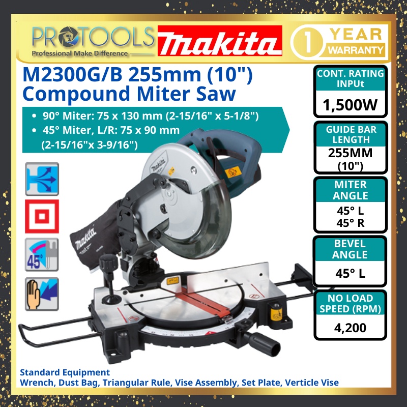 MAKITA MT M2300G MT SERIES 255MM 10 MITRE SAW 1YEAR WARRANTY MITER SAW