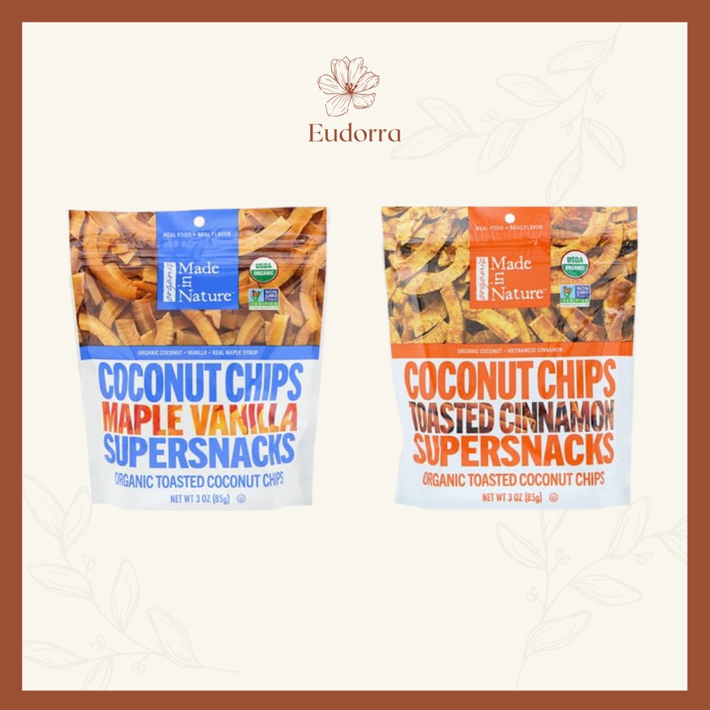Made In Nature Organic Toasted Coconut Chips - Maple Madagascar Vanilla Flavor - 3 Oz (Pack of 6)