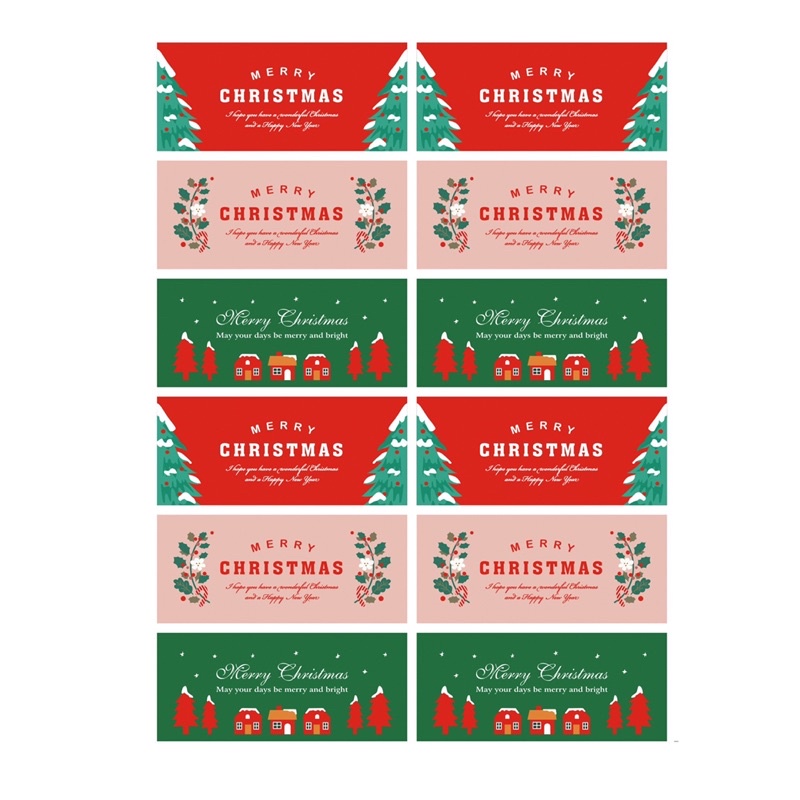 Christmas Rect. Assorted 3 Styles Gift Decorations Stickers 48 pcs ...
