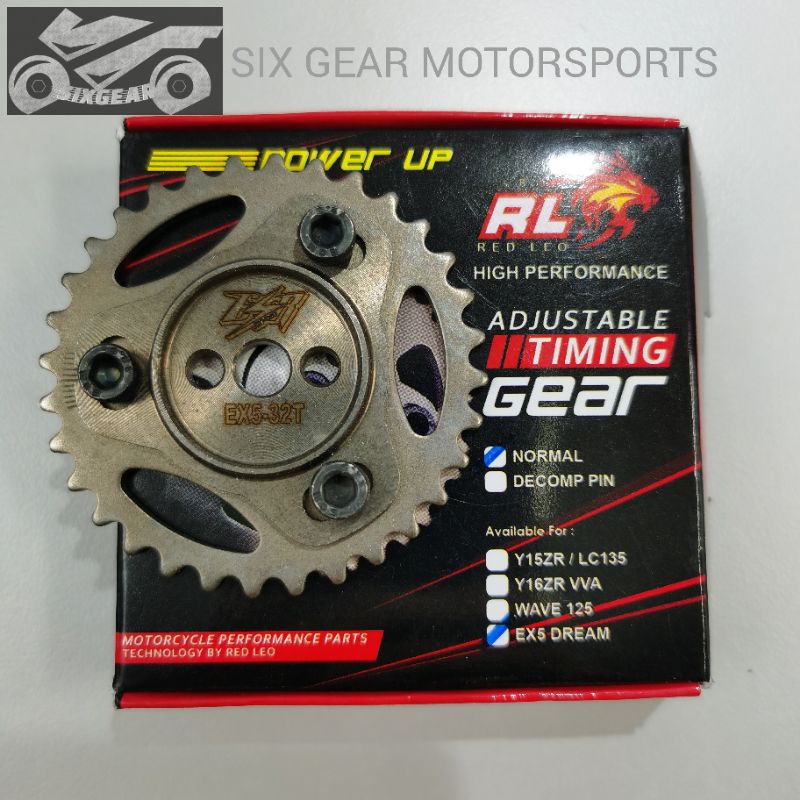 RED LEO RACING TIMING GEAR ADJUSTABLE CAM PULLEY EX5 DREAM 32T 100% ...