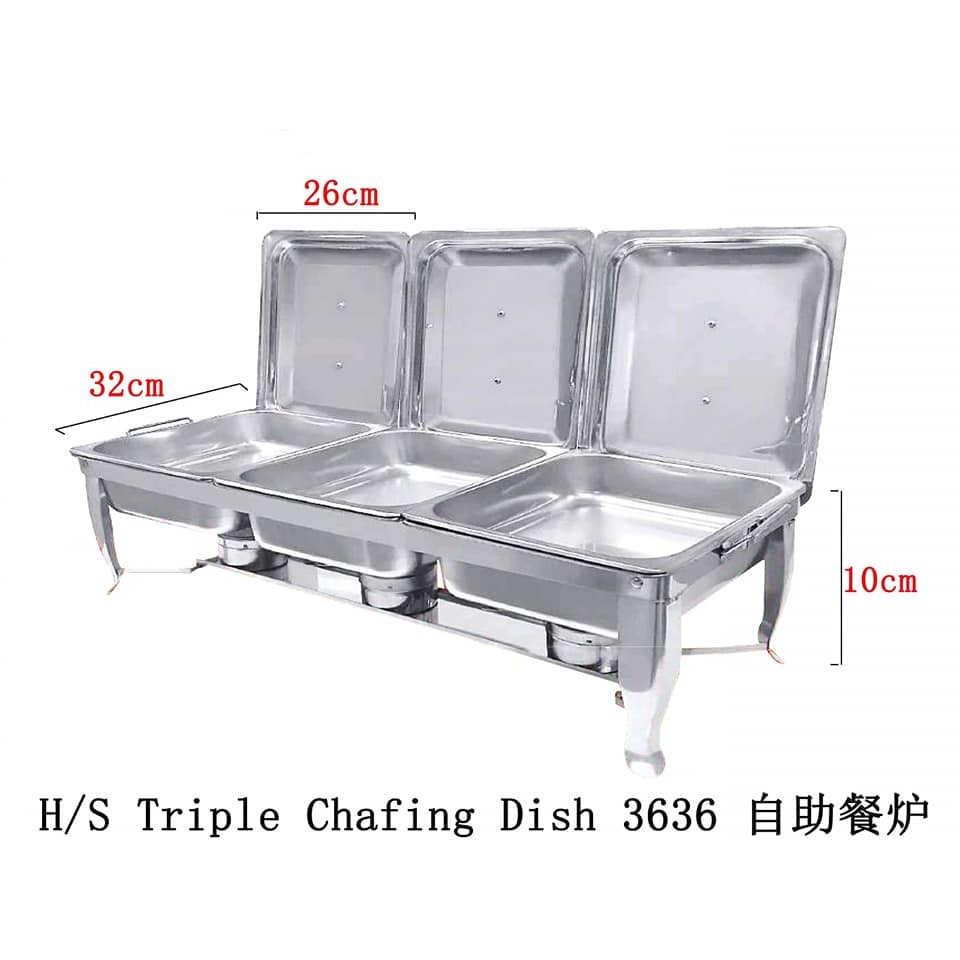ZIRAFAH TRIPLE FOOD PAN FULL SIZE CHAFING DISH(3636)/Buffet 3in1/自助餐