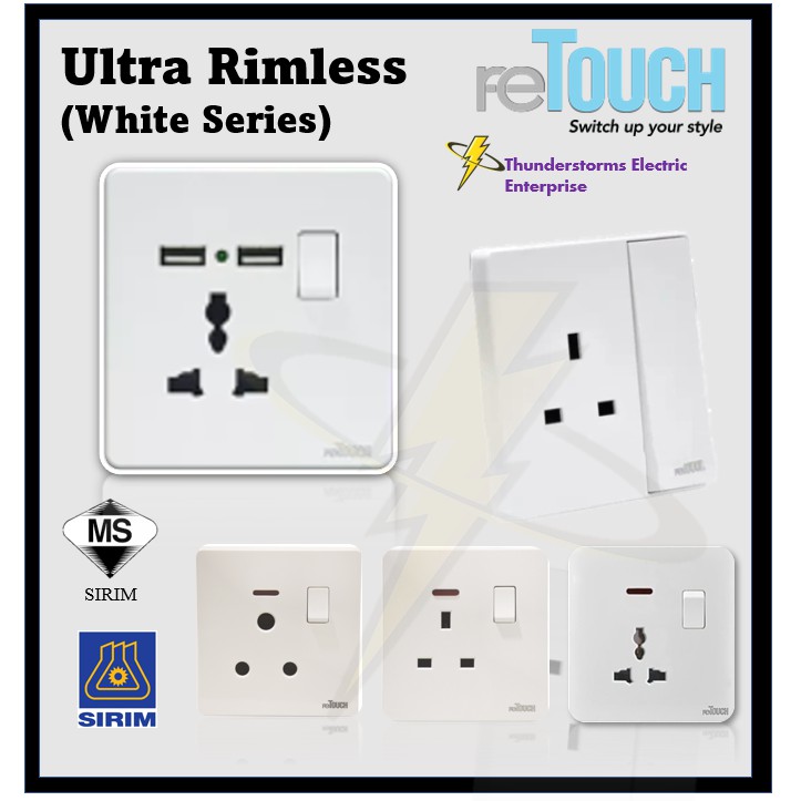 [Sirim] RETOUCH Ultra Rimless Socket and Wall Switch Slim Modern Switch ...