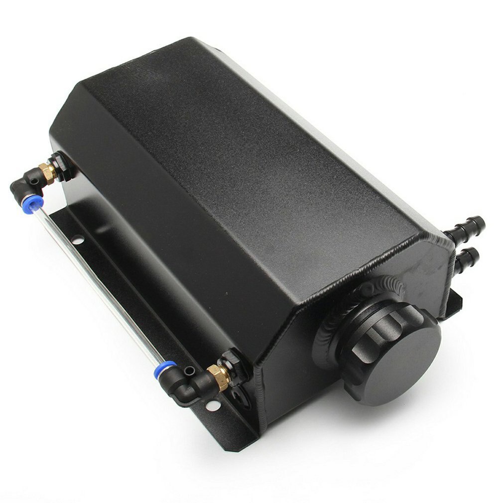 OSIAS 2L Black Aluminum Oil Catch Can Kit With Dual Breather Filters & Baffle - Universal 2 Port Tank