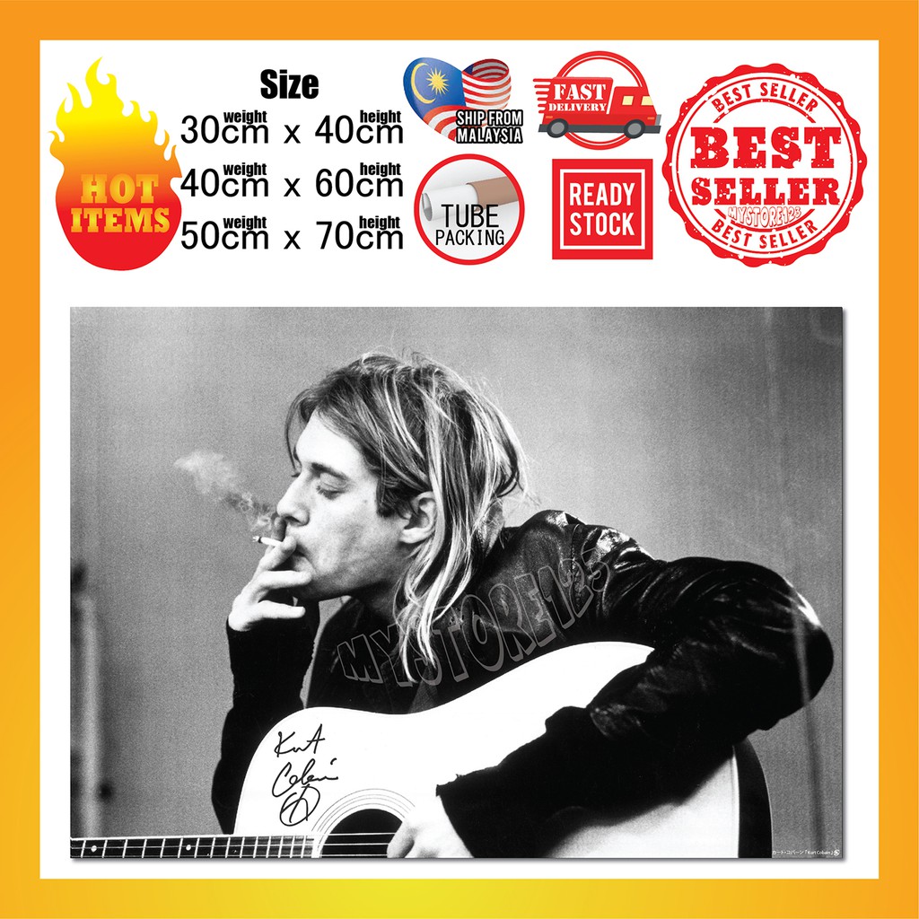 （READY STOCK)Kurt Cobain Poster | Nirvana | Rock Band poster | wall ...