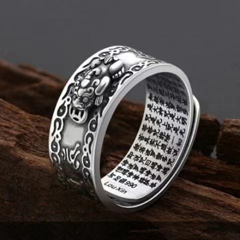 Q Feng Shui Pixiu Mani Mantra Protection Wealth Ring Amulet Wealth